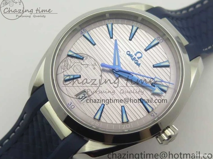 0501 Aqua Terra 150M Master Chronometers VSF 1:1 Best Edition Gray Dial Blue Hand on Blue Rubber Strap A8900 Super Clone HighQuality 8004